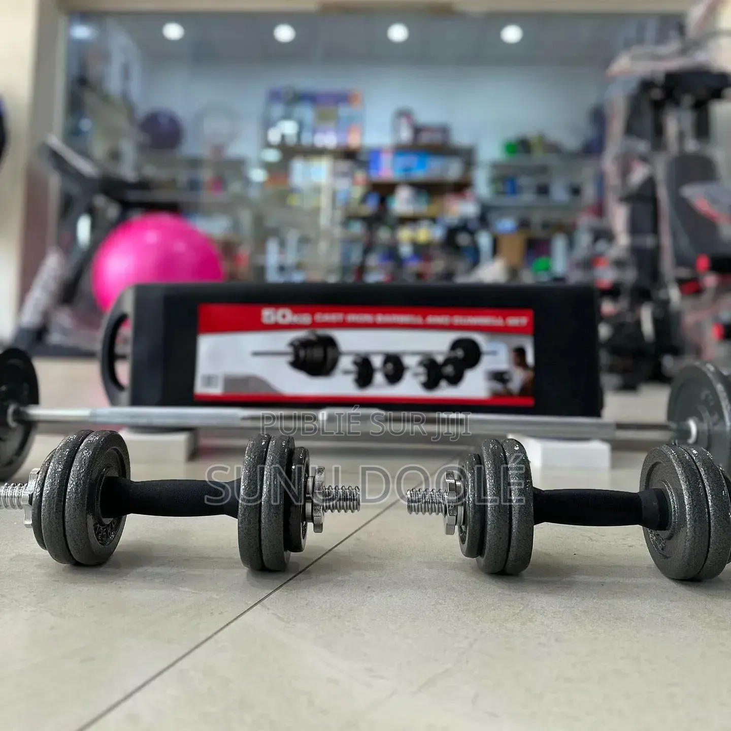 Kit 50 Kg Haltères Et Barre Musculation Avec Disque