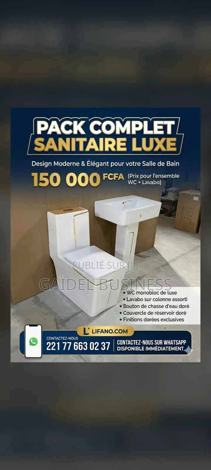 Pack Sanitaire De Luxe – Wc Monobloc Lavabo