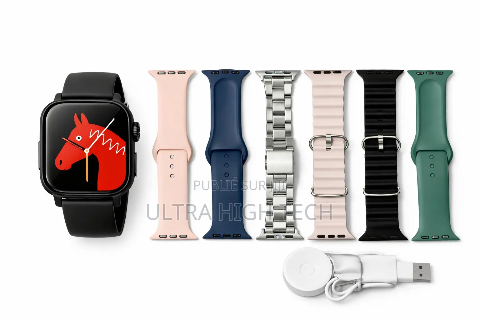 Montre Intelligente 7 en 1 Appel Bluetooth Charge Sans Fil Bracelets