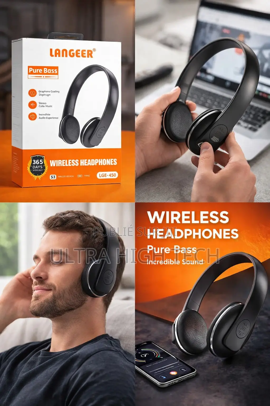 Casque Bluetooth A50 Bt Compatible Avec Tous Appareils Bass