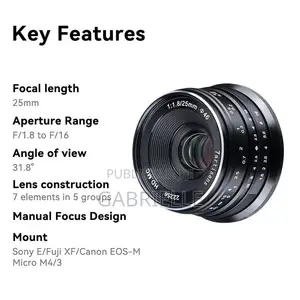 7artisans 25mm F1.8 Aps-C Manualprime Lens for Sony/Fuji/Olympus/Pana