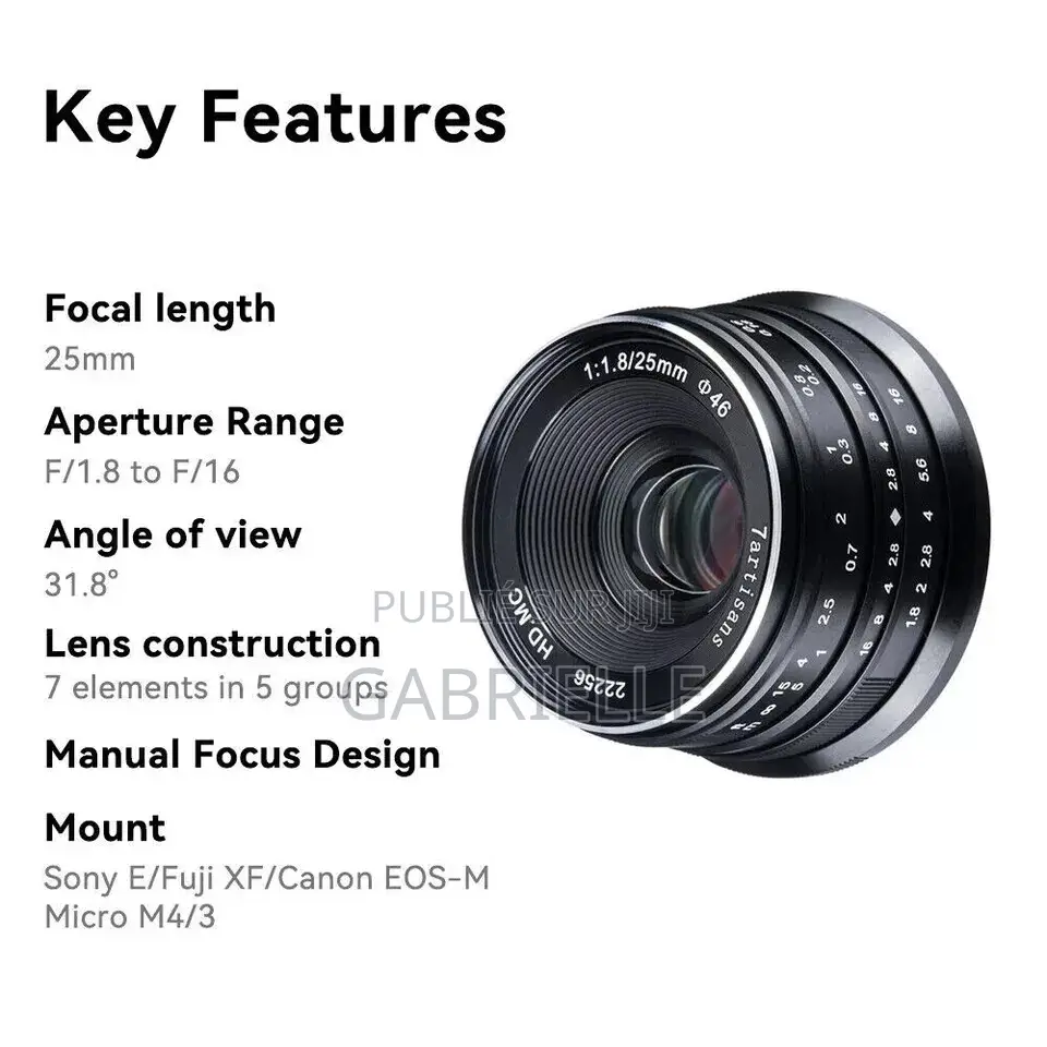 7artisans 25mm F1.8 Aps-C Manualprime Lens for Sony/Fuji/Olympus/Pana