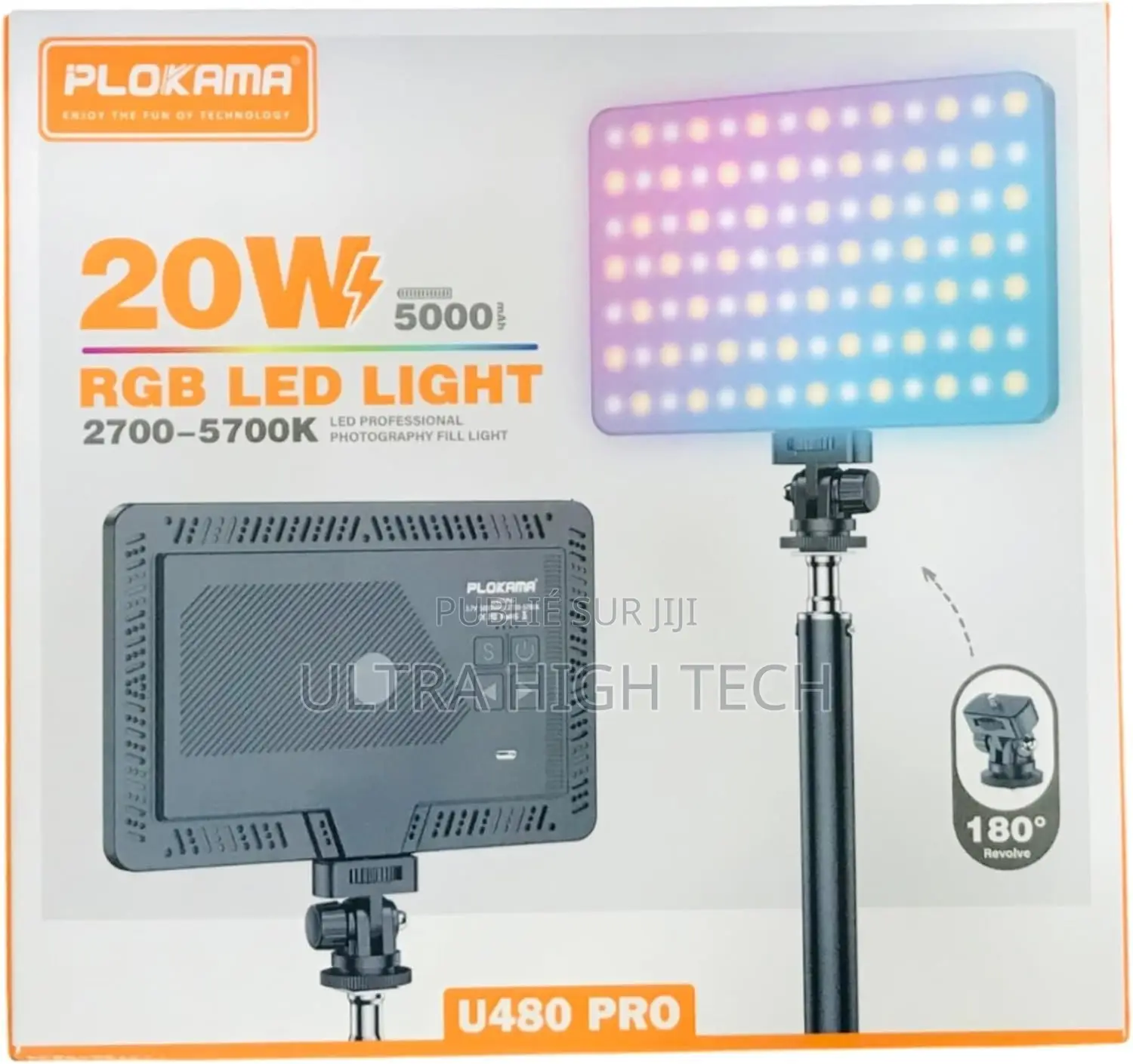 Plokama U480 Pro 20w RGB Led Lumière De Remplissage Photographique