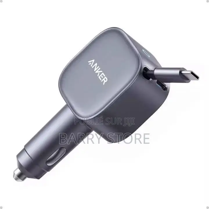Chargeur De Voiture Anker Usb-C Avec Câble Usb-C Rétractable Intégré