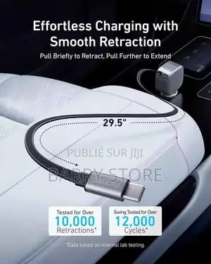 Chargeur De Voiture Anker Usb-C Avec Câble Usb-C Rétractable Intégré