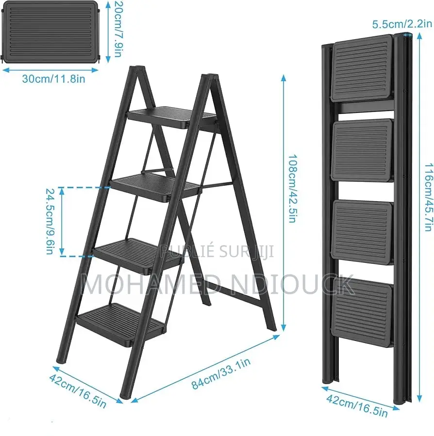 Escabeau À 4 Marches, Escabeau Multifonction Pliable