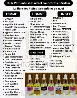 Huile Parfumée Sans Alcool Pour Corps Et Diffuseur