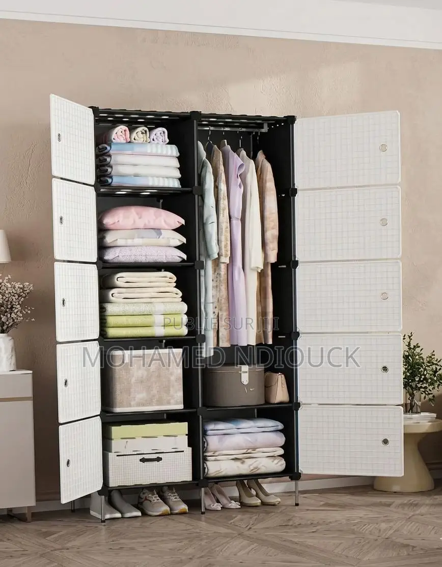 Armoire De Rangement 2 Battants Avec Portes Et Pieds en Plastique