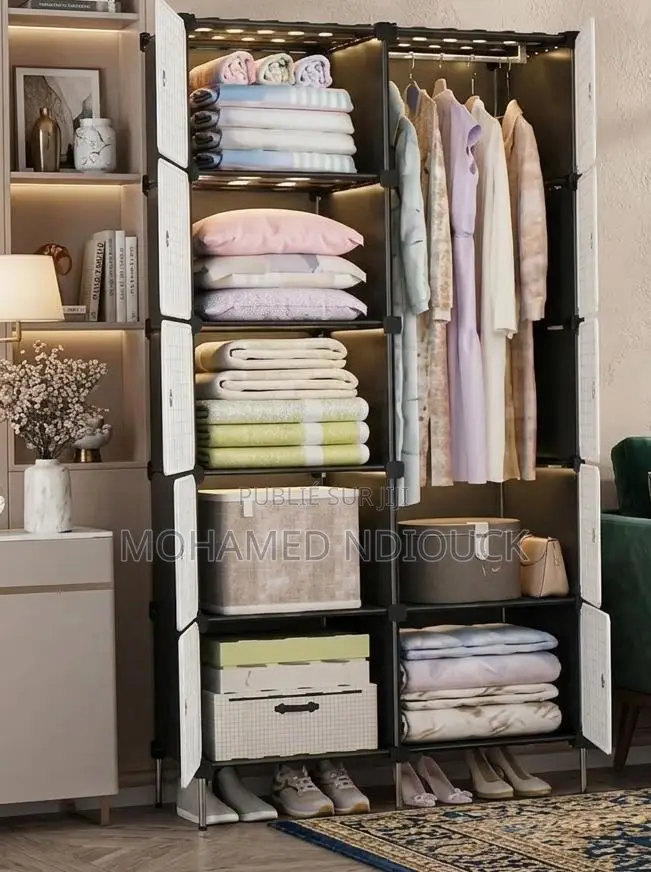 Armoire De Rangement 2 Battants Avec Portes Et Pieds en Plastique