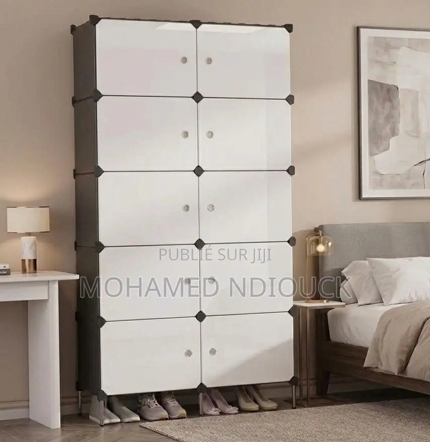 Armoire De Rangement 2 Battants Avec Portes Et Pieds en Plastique