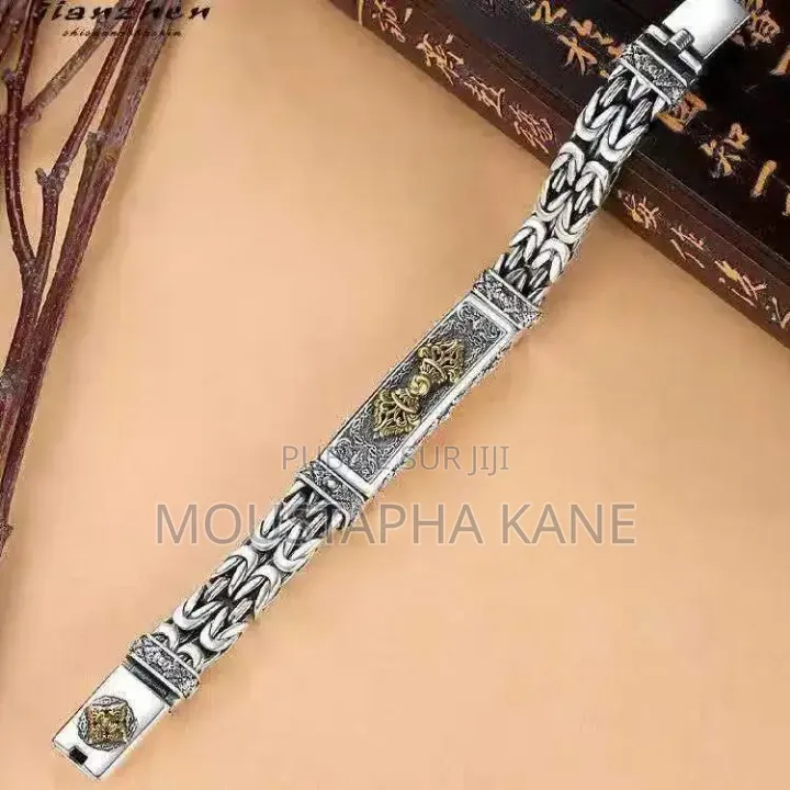 Bracelet Unisexe Plaqué Argent À Double Chaîne Inoxydable