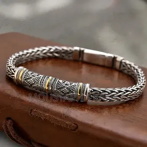 Bracelet Unisexe en Acier Inoxydable Avec Finition en Cuivre