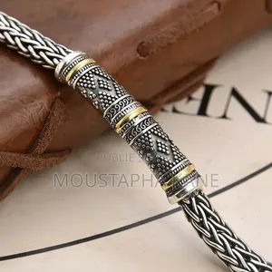 Bracelet Unisexe en Acier Inoxydable Avec Finition en Cuivre