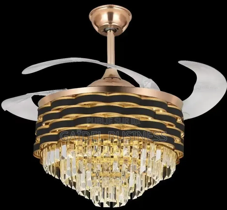Sublime Ventilateur Plafonnier Lustre Cristal – Neuf