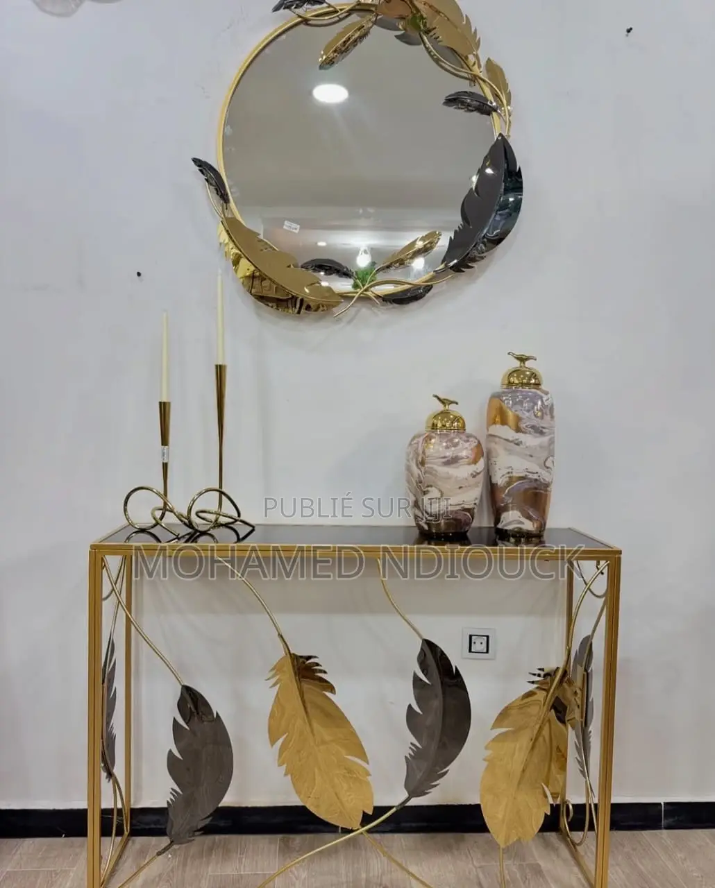 Ensemble Table Console Avec Miroir en Métal De Qualité