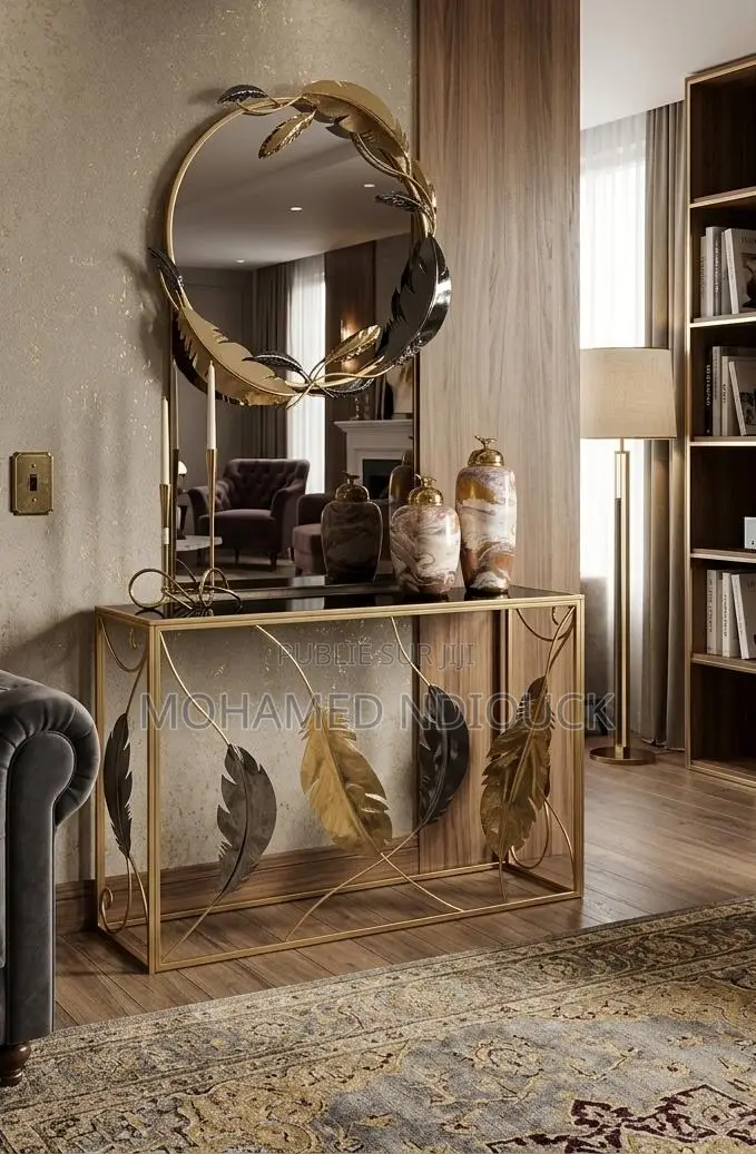 Ensemble Table Console Avec Miroir en Métal De Qualité