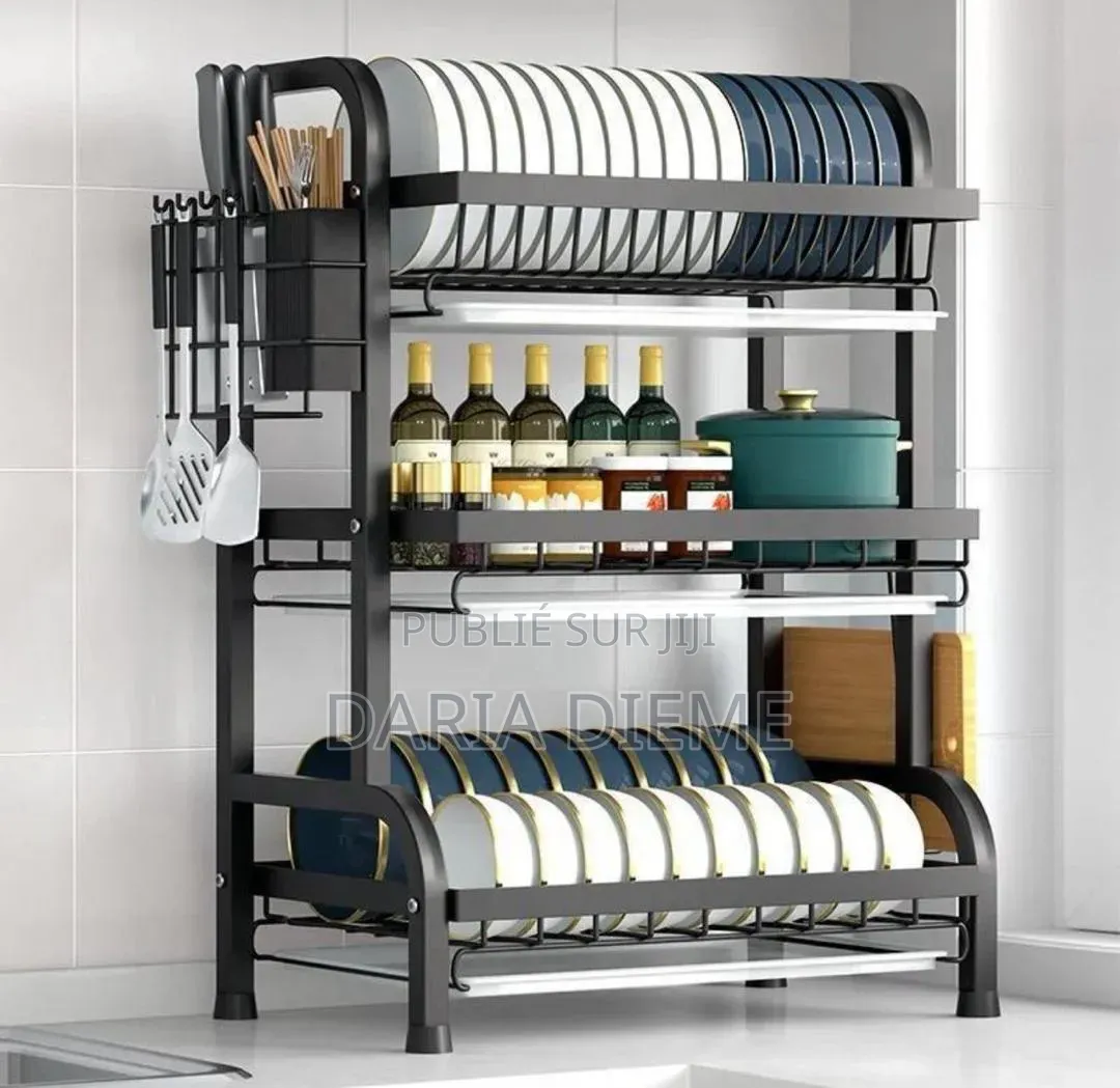 Égouttoir De Rangement Vaisselle 3 Niveaux Multifonctionnelle