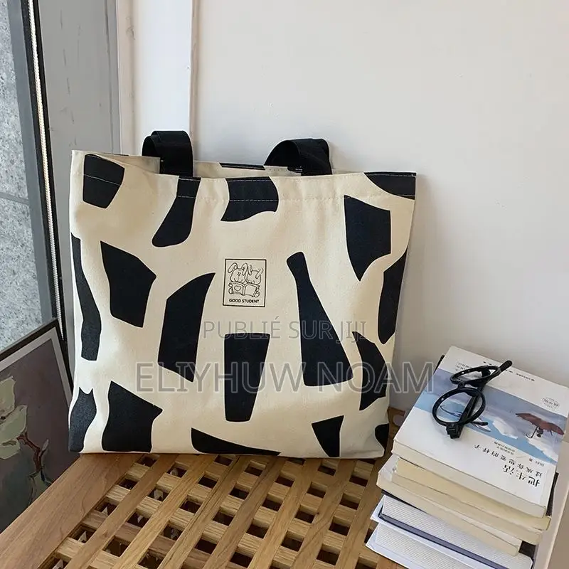 Tote Bag Imprimé en Toile Avec Fermeture