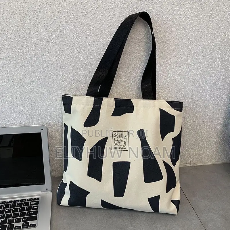 Tote Bag Imprimé en Toile Avec Fermeture