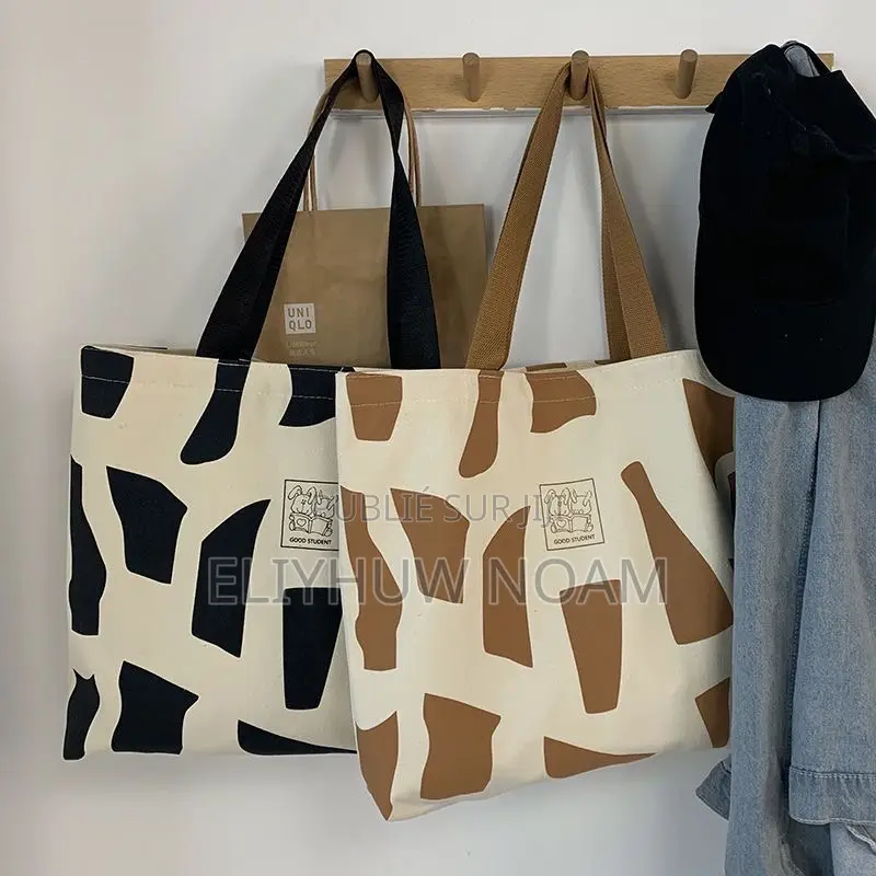 Tote Bag Imprimé en Toile Avec Fermeture