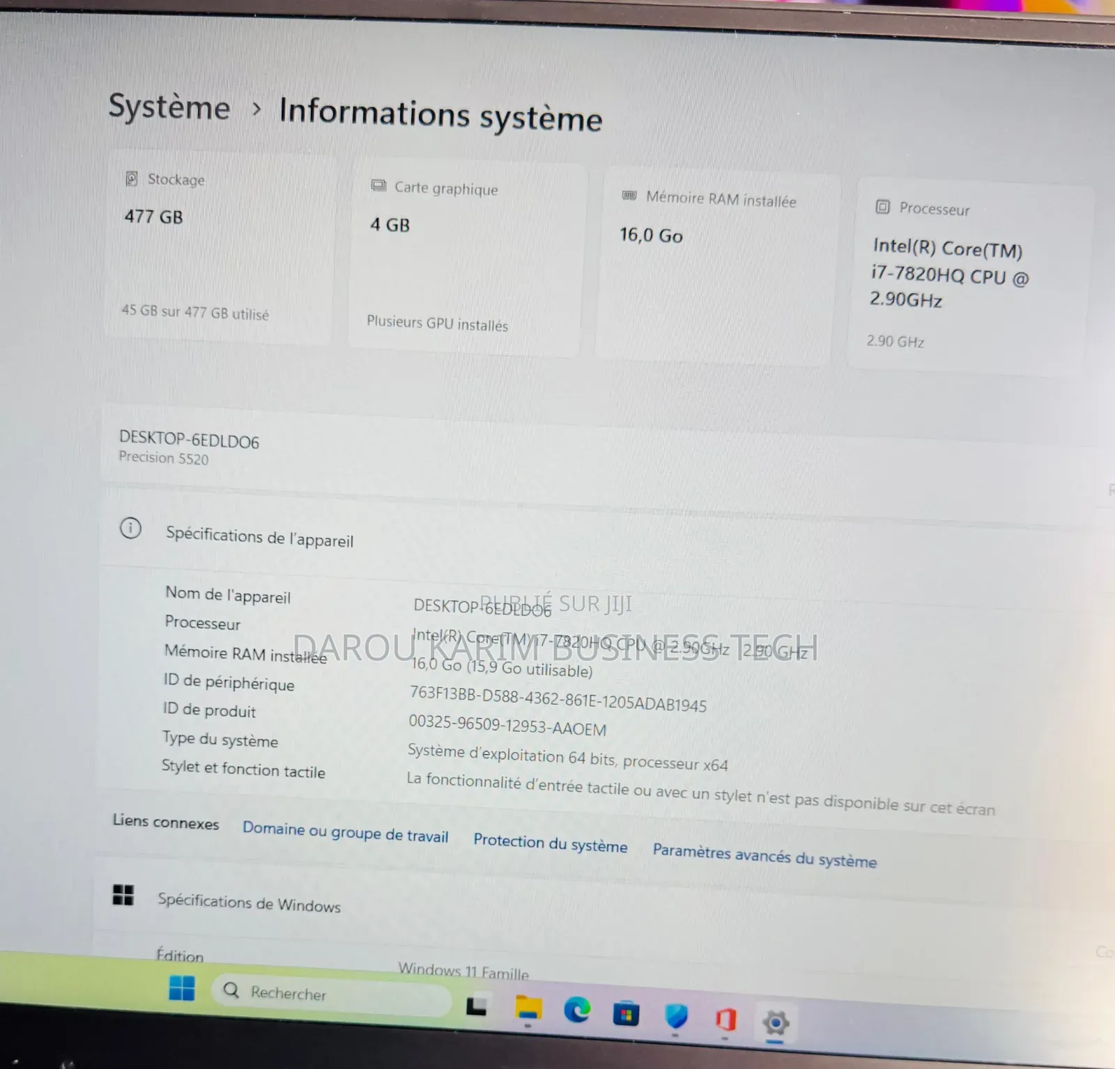 Nouveau Dell Precision 15 5520 16GB Intel Core i7 SSD 512GB