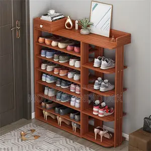 Étagère À Chaussures en Bois À 7 Niveaux Avec Tiroirs