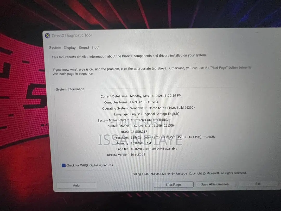 Nouveau Asus ROG Strix G16 G614 16GB Intel Core i5 SSD 1T