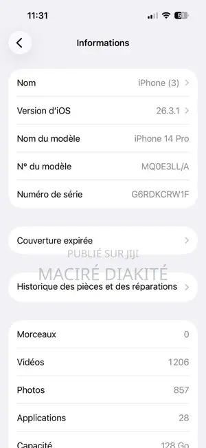 Apple iPhone 14 Pro 128 GB Autre