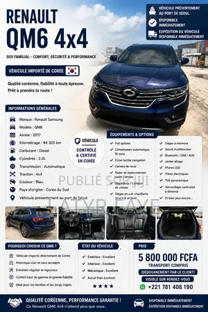 Renault Samsung QM6 2.0 Diesel AWD 2017 Bleu