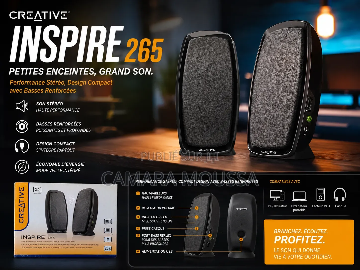 Enceintes Creative Inspire 265 – Son Stéréo Puissant