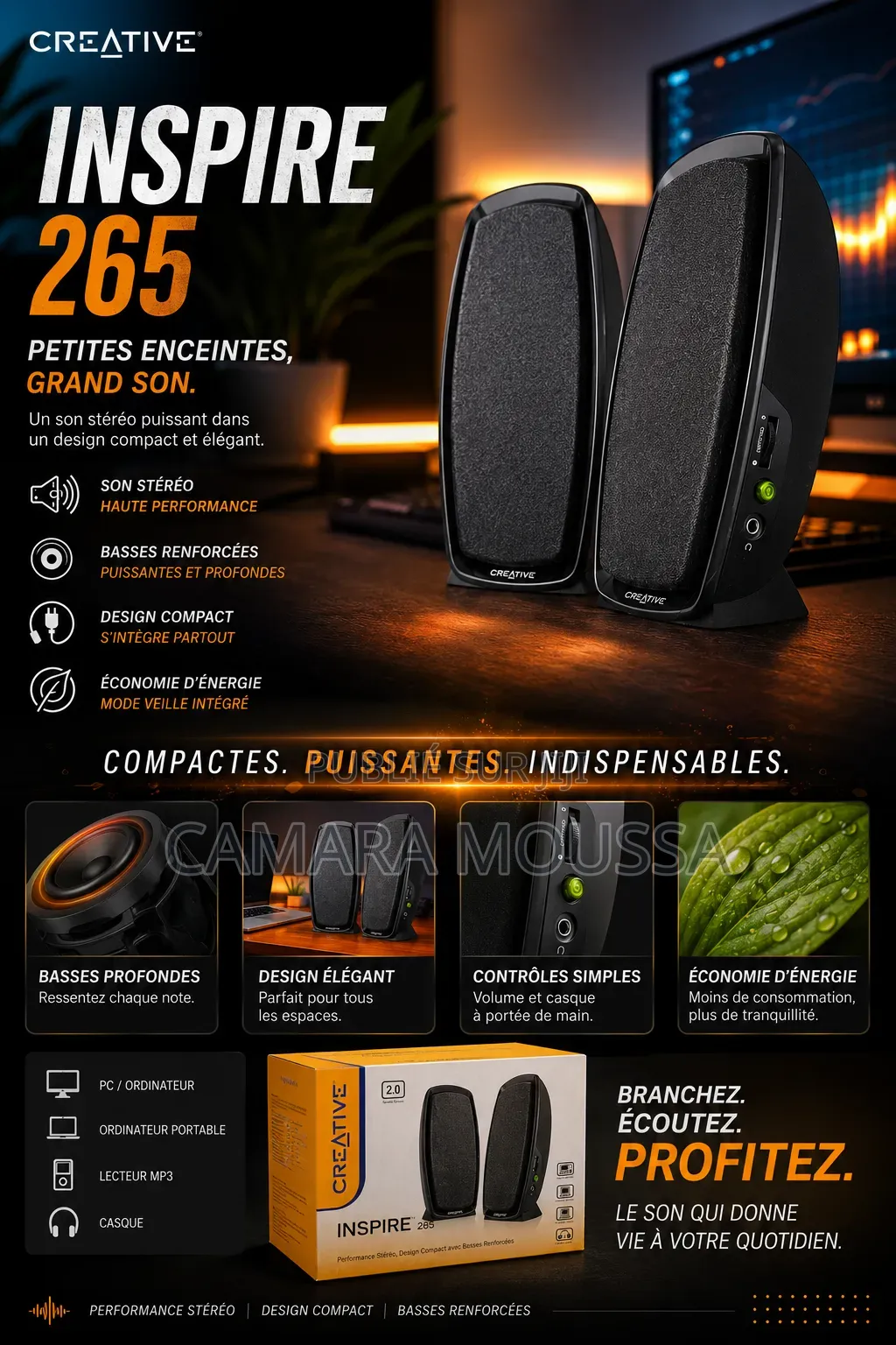 Enceintes Creative Inspire 265 – Son Stéréo Puissant