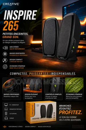 Enceintes Creative Inspire 265 – Son Stéréo Puissant