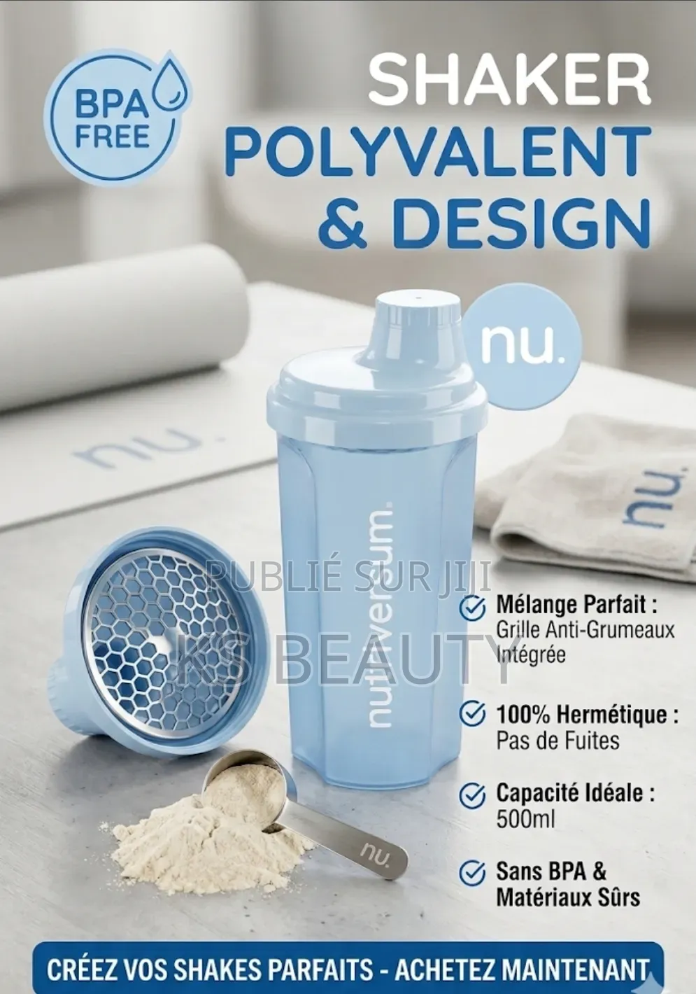 Nutriversum Grand Shaker Protéine Unisexe - 500 Ml