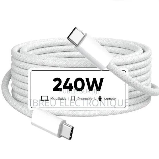 Câble Tressé Usb-C Vers Usb-C 240w Pour Macbook 2metres Longueur