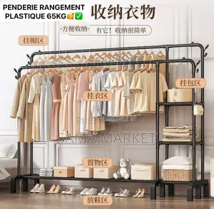 Portant À Vêtements Double Barre Avec Étagères Intégrées