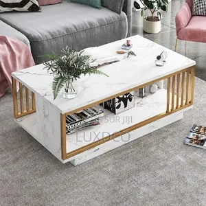 Table Basse Rectangulaire Moderne Avec Plateau À 2 Niveaux