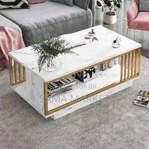 Table Basse Rectangulaire Moderne Avec Plateau À 2 Niveaux