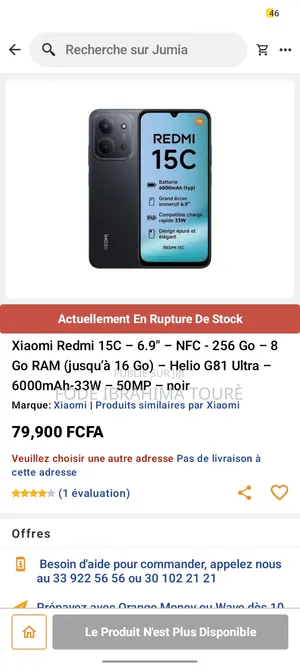 Nouveau Xiaomi Redmi 15C 4G 256 GB Noir