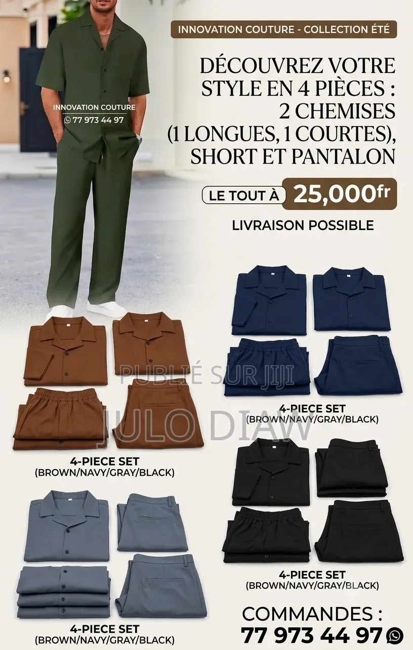 Paks Ensemble Été 4pieces Pour Homme