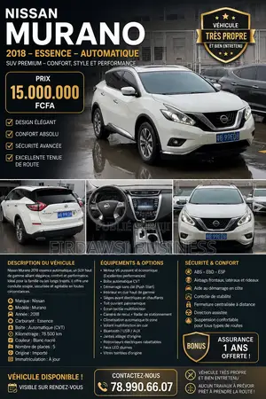 Nissan Murano Platinum AWD 2018 Blanc
