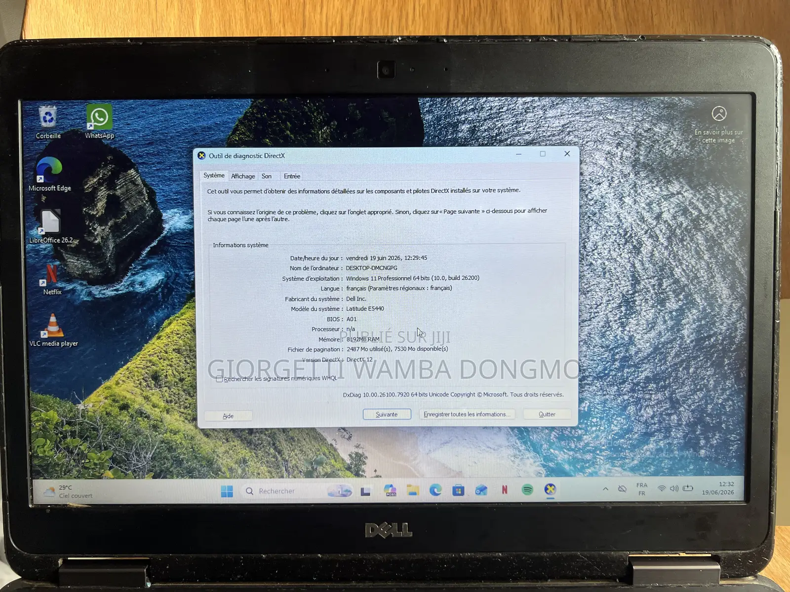 Ordinateur portable Dell Latitude 5440 8GB Intel Core i5 HDD 512GB