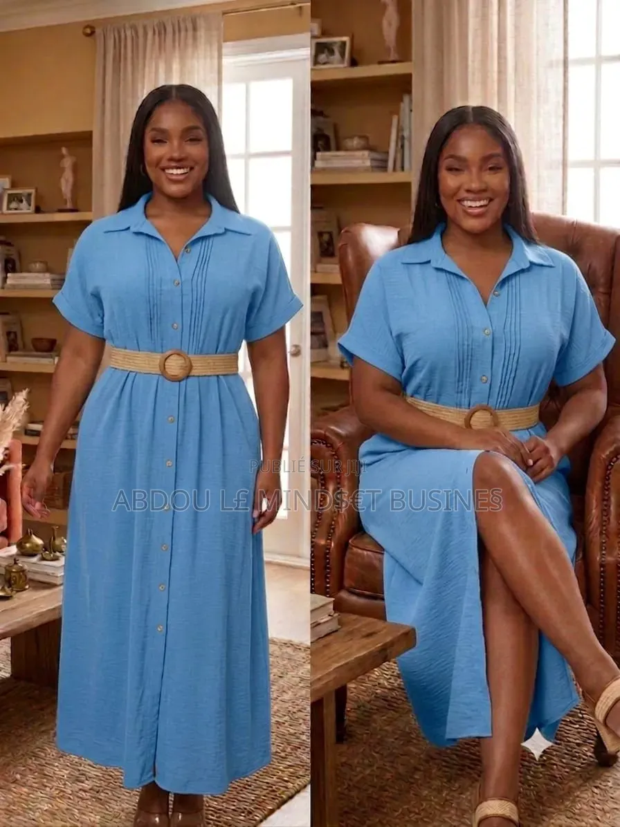 Robe Courte Manches Avec Ceinture