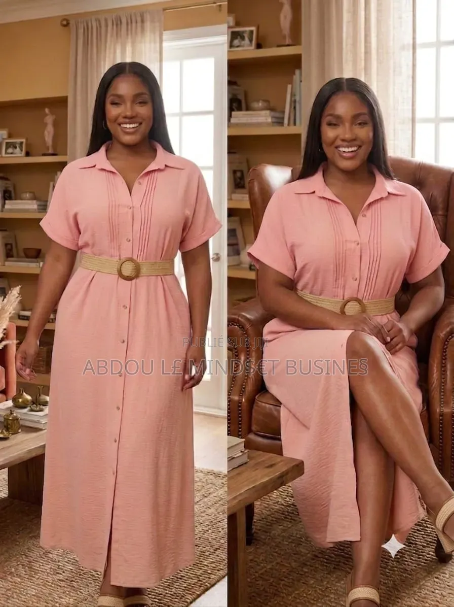 Robe Courte Manches Avec Ceinture