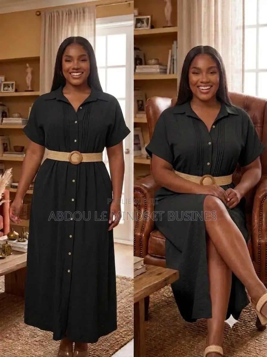 Robe Courte Manches Avec Ceinture