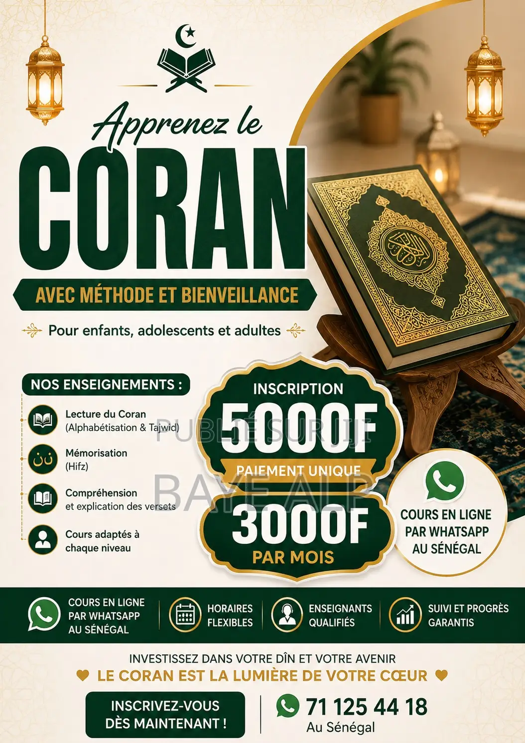 Enseignement Du Saint Coran