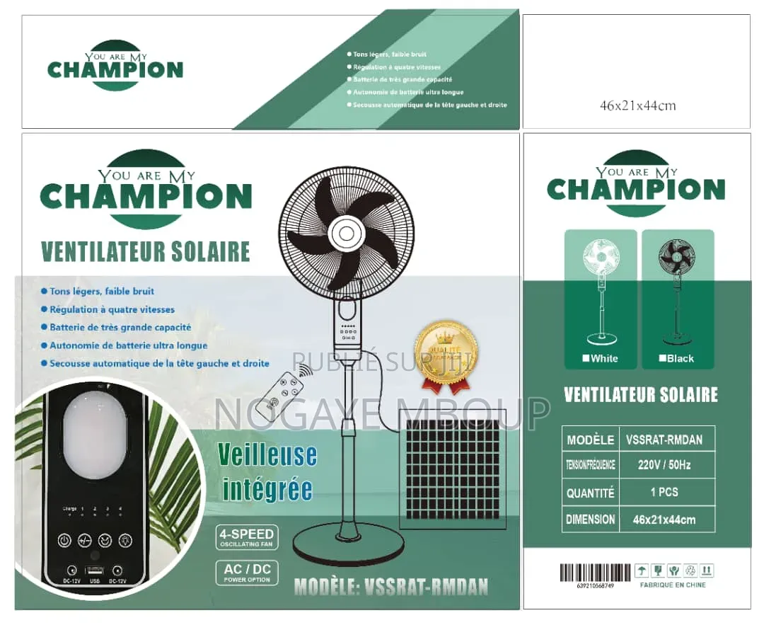 Ventilateur Solaire Rechargeable