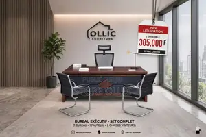 Pack Executive: 1bureau 140×80+1chaise Ergonomique +2chaises Visiteurs