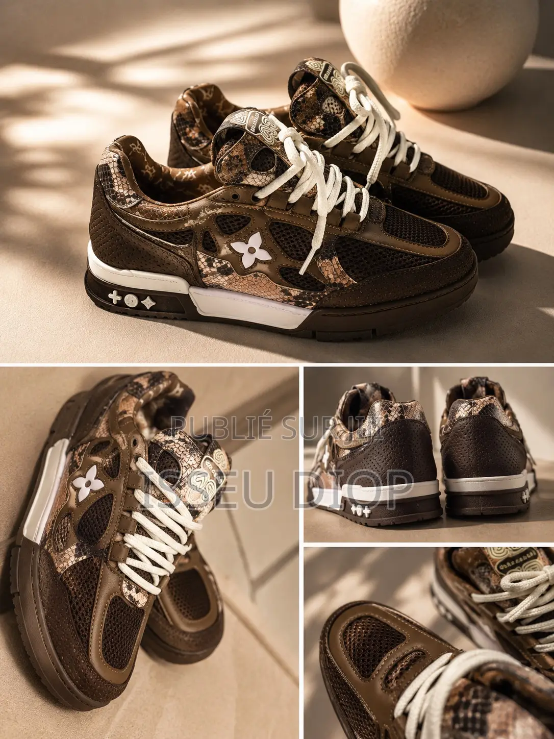 Chaussures Baskets Tendance Marron Et Blanc – Neuves