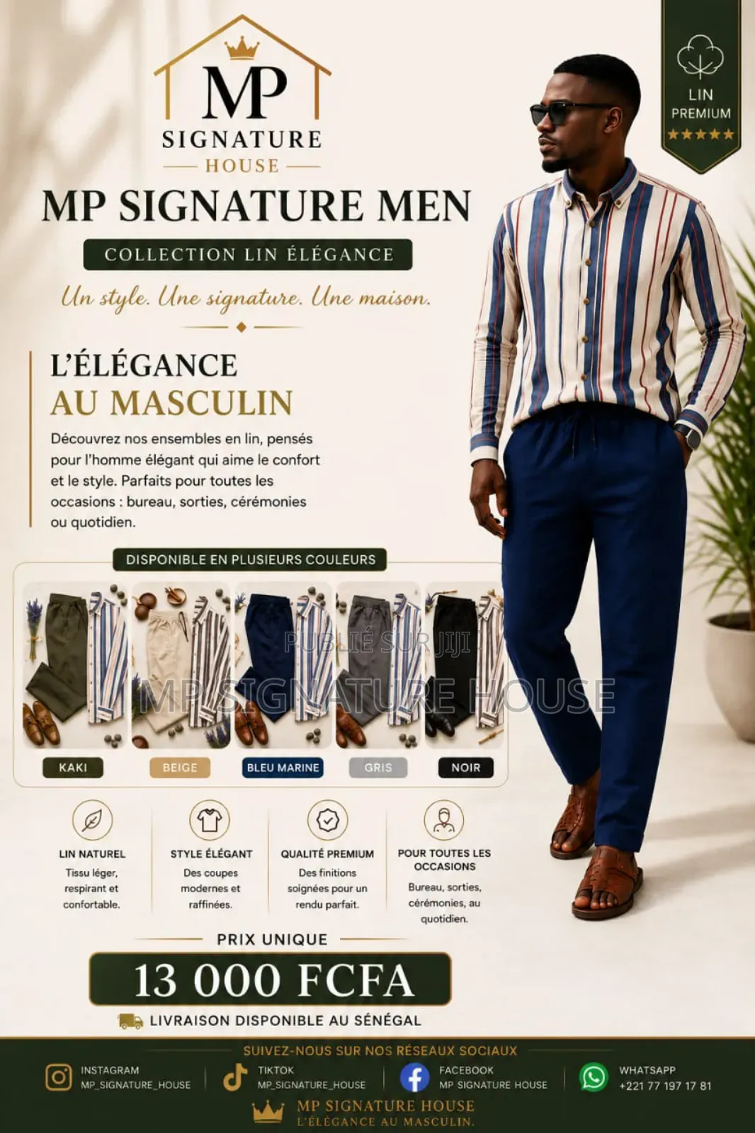 Ensemble Tissu Lin Pour Homme