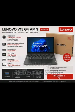 Nouveau Ordinateur portable Lenovo V15 8GB AMD Ryzen 3 SSD 512GB